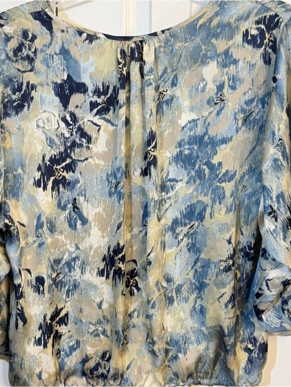Blue and Cream Abstract Blouse - Picture 2 of 2
